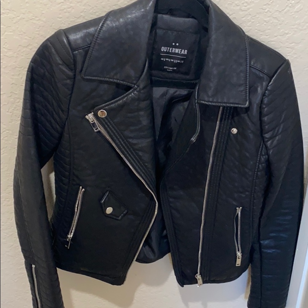 Cotton on Black leather jacket